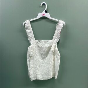 Justice White Smocked Ruffled Tank Top